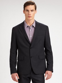 This suiting separate exudes sartorial splendor, tailored in a single-breasted, modern-fit.Button-frontChest welt, waist flap pocketsSide ventsFully lined49% polyester/49% viscose/2% elastaneDry cleanImported This suiting separate exudes sartorial splendor, tailored in a single-breasted, modern-fit.Button-frontChest welt, waist flap pocketsSide ventsFully lined49% polyester/49% viscose/2% elastaneDry cleanImported