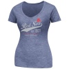 MLB Womens Boston Red Sox Winners Appeal Navy Melange Short Sleeve Deep V-Neck Tee By Majestic