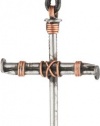 Bob Siemon Nail and Copper Wire Cross Pendant on Leather Cord, 30