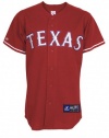 MLB Texas Rangers Scarlet Alternate Short Sleeve 6 Button Synthetic Replica Baseball Jersey Spring 2012 Men's