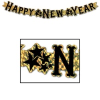 Prismatic Happy New Year Streamer (gold) Party Accessory  (1 count) (1/Pkg)