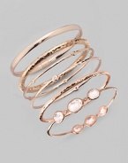 Sterling silver and 18k gold are accented by the sparkle of diamonds in a subtly hammered bangle with a glowing finish of 18k rose goldplating. Diamonds, 0.06 tcw 18k gold and sterling silver with 18k rose goldplating Diameter, about 2½ Imported Please note: Bracelets sold separately.