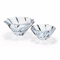 Serve with a twist. Brilliantly cool, clear crystal gets texture and interest, and is the perfect backdrop for brightly hued fruits and vegetables. Matching vases similarly complement lush floral arrangements. Shown left to right: 4 1/2H x 9 7/8 diam. bowl, 3 5/8H x 8 1/8: diam. bowl. Also available: 8 5/8H vase, 9 7/8H vase. Serve with a twist. Brilliantly cool, clear crystal gets texture and interest, and is the perfect backdrop for brightly hued fruits and vegetables. Matching vases similarly complement lush floral arrangements. Shown left to right: 4 1/2H x 9 7/8 diam. bowl, 3 5/8H x 8 1/8: diam. bowl. Also available: 8 5/8H vase, 9 7/8H vase.