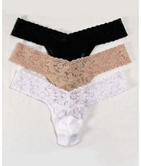 Hanky Panky Signature Lace Low Rise Thong 3-Pack, One Size, Black / White/Chai Hanky Panky Signature Lace Low Rise Thong 3-Pack, One Size, Black / White/Chai