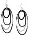 Stylishly shaped. Multiple ovals make a chic and unique statement on these dramatic drop earrings from GUESS. Crafted in a combination of hematite tone and silver tone mixed metal. Approximate drop: 2-1/4 inches.