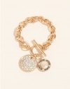 GUESS Chain Wrapped Pavé Disc Bracelet, GOLD