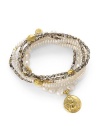 THE LOOKSet of six beaded braceletsAngel charmFaux pearl and glass stones22k goldplated vermeil sterling silver charm accentsElastic pull-on styleTHE MEASUREMENTWidth, about 2.5ORIGINMade in USA of imported materials