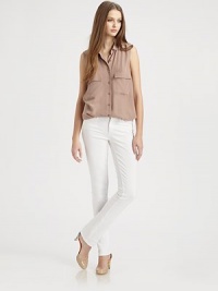 Rock your whites in this ultra-slim pair of skinnies.THE FITFitted through hips and thighsLeg opening, about 14Rise, about 8Inseam, about 35THE DETAILSZip flyFive-pocket style98% cotton/2% elastaneMachine washMade in USA of Italian fabricModel shown is 5'10 (178cm) wearing US size 4. Rock your whites in this ultra-slim pair of skinnies.THE FITFitted through hips and thighsLeg opening, about 14Rise, about 8Inseam, about 35THE DETAILSZip flyFive-pocket style98% cotton/2% elastaneMachine washMade in USA of Italian fabricModel shown is 5'10 (178cm) wearing US size 4.