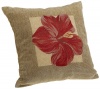 Brentwood Panama Jacquard Chenille 18-by-18-inch Knife Edge Decorative Pillow, Red Hibiscus