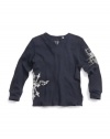 GUESS Kids Boys Slit Neck Shirt with Appliqué, NAVY (16/18)