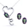 2.45 Ct Mystic Topaz Heart Pendant Earrings 925 Silver Set With 18 Silver Chain