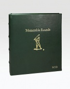 The ideal gift or keepsake for the amateur golfer, designed in fine leather with transparent, archival-quality pages to hold memorable scorecards, course photos and mementos from a day on the greens. 18 pages holds 36 scorecards Leather 5½W X 6¼H Made in USA FOR PERSONALIZATIONSelect a color and quantity, then scroll down and click on PERSONALIZE & ADD TO BAG to choose and preview your monogramming options. Please allow 1 week for delivery.