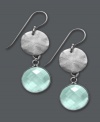 Playful shapes and subtle color make this style really shine. Studio Silver's disc drop earrings are crafted in sterling silver with round-cut chalcedony gemstones (11-3/10 ct. t.w.). Approximate drop: 1-1/2 inches.