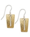Shape up! Jody Coyote's dangling drop earrings feature rectangular-shaped bronze and sterling silver teardrops on french wire. Approximate drop: 1-1/8 inches.