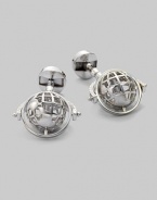 Global style for the sophisticated traveler in polished sterling silver with rotating globe detail. T-backing About 1 diam. Imported 
