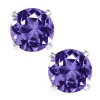 1.00 Ct Round 5mm Purple Amethyst 925 Sterling Silver Stud Earrings