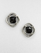 A stunning, faceted center stone surrounded by an iconic, sterling silver cable ring. Black onyxSterling silverSize, about .27Post backImported 