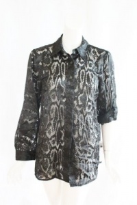 Jones New York Womens Black Lace Button Front Long Sleeve Blouse Top S Jones New York Womens Black Lace Button Front Long Sleeve Blouse Top S