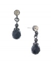 Crafted in silver tone mixed metal and embellished with glass beads and stones (both jet black and clear), 2028's drop earrings make a simple, yet stunning, statement. Versatile and elegant, they'll look stylish both day or night. Approximate drop: 3/4 inch.