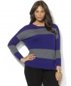 Lauren Ralph Lauren's soft plus size knit sweater is crafted with a chic ballet neckline for feminine allure. (Clearance)