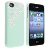 Hand Made Lace and Pearl Green Hard Case Cover for iPhone 4 4G 4S