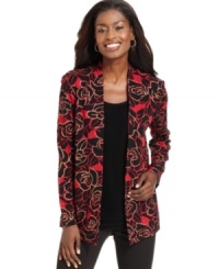 JM Collection's easy top offers a layered look without the fuss. Pair it with skinny black pants to make the print really pop. JM Collection's easy top offers a layered look without the fuss. Pair it with skinny black pants to make the print really pop.