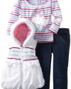 Nannette Baby-Girls Infant 3 Piece Cu Pieceake Vest Set, Optic White, 18 Months