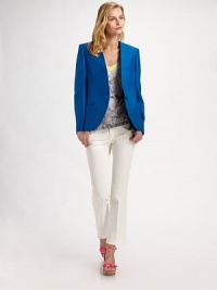 This boxy, brightly-hued menswear inspired design is rendered in a beautifully luxe wool/silk blend.V necklineSingle button closureBreast welt pocketSide welt pocketsInverted side pleats at backFully linedAbout 25 from shoulder to hem69% wool/31% silkDry cleanMade in Italy of imported fabricModel shown is 5'11 (180cm) wearing US size 4. This boxy, brightly-hued menswear inspired design is rendered in a beautifully luxe wool/silk blend.V necklineSingle button closureBreast welt pocketSide welt pocketsInverted side pleats at backFully linedAbout 25 from shoulder to hem69% wool/31% silkDry cleanMade in Italy of imported fabricModel shown is 5'11 (180cm) wearing US size 4.