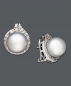 The perfect complement to your every day attire, or even an elegant evening ensemble. These scintillating studs highlight a cultured South Sea pearl (11-12 mm) surrounded by a sparkling halo of round-cut diamonds (3/4 ct. t.w.). Set in 14k white gold. Approximate diameter: 1 inch.