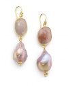 THE LOOKPink baroque pearl detailsFaceted, rose-cut sapphire accents18k yellow goldplated brassEar wireTHE MEASUREMENTLength, about 2ORIGINMade in USA