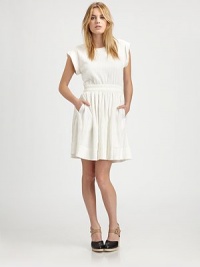 Crinkled cotton crepe in a full-skirted frock that defines effortless chic.ScoopneckDropped shouldersRolled cap sleevesElastic waistCenter back zipperAbout 19 from natural waist99% cotton/1% polyurethaneHand washImportedModel shown is 5'9½ (176cm) wearing US size 4. Crinkled cotton crepe in a full-skirted frock that defines effortless chic.ScoopneckDropped shouldersRolled cap sleevesElastic waistCenter back zipperAbout 19 from natural waist99% cotton/1% polyurethaneHand washImportedModel shown is 5'9½ (176cm) wearing US size 4.