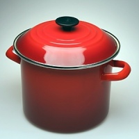 Beautiful and practical, this stockpot is an essential kitchen tool for a range of foods: rich stock, braised meat, boiled lobster and more. The chip-resistant enamel-on-steel construction provides uniform heating, and the tight-fitting lid seals in flavors. Beautiful and practical, this stockpot is an essential kitchen tool for a range of foods: rich stock, braised meat, boiled lobster and more. The chip-resistant enamel-on-steel construction provides uniform heating, and the tight-fitting lid seals in flavors.