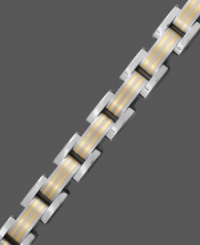 A stylish mix. Men's bracelet combines 14k gold and titanium in a sophisticated square link. Approximate length: 8-1/2 inches. A stylish mix. Men's bracelet combines 14k gold and titanium in a sophisticated square link. Approximate length: 8-1/2 inches.