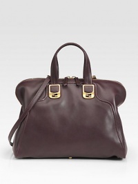 Supple Italian leather, finished with goldtone hardware and a detachable shoulder strap.Top handles, 4½ drop Removable, adjustable shoulder strap, 18-24 drop Top zip closure Protective metal feet Two inside open pockets Cotton lining 15W X 12H X 6½D Made in Italy Supple Italian leather, finished with goldtone hardware and a detachable shoulder strap.Top handles, 4½ drop Removable, adjustable shoulder strap, 18-24 drop Top zip closure Protective metal feet Two inside open pockets Cotton lining 15W X 12H X 6½D Made in Italy