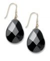 Boldly beautiful. Faceted onyx drops (40 ct. t.w.) exude classic elegance. Comes on sterling silver earwire. Approximate drop: 3/4 inch.