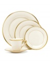 From the Lenox Dimension dinnerware collection, classic Eternal place settings elegantly accent the table. In ivory china with rich gold trim.