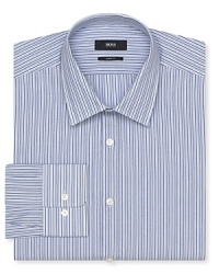Stripes add a new dimension to your essential dress shirting, breaking up the monotony of solid after solid. Stripes add a new dimension to your essential dress shirting, breaking up the monotony of solid after solid.