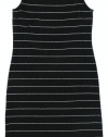 Lauren Ralph Lauren Women's Sleeveless Metallic Striped Cowl Neck Dress (Black/Platinum)
