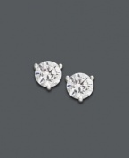 A pair of earrings that equals sheer perfection. Certified, near colorless, round-cut diamonds (1/3 ct. t.w.) shine against a 14k white gold prong setting. Approximate diameter: 3-3/10 mm.