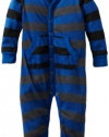 Splendid Littles Baby-Boys Newborn Charcoal Rugby Stripe Mix Playsuit, Royal, 6-12 Months