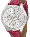 XOXO Women's XO3180 Silver Dial Fuchsia Snake Strap Watch