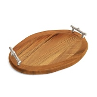 Warm acacia wood hewn in organic shapes creates a natural ambiance for gracious entertaining. Warm acacia wood hewn in organic shapes creates a natural ambiance for gracious entertaining.