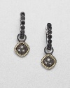From the Zasha Collection. Unique grey diamonds add sparkle to this 14k gold and blackened sterling silver design. Grey diamonds, .06 tcw14k goldBlackened sterling silverSize, about .47Hoop baleImported Please note: Earrings sold separately. 