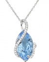 Effy Jewlery 14K White Gold Blue Topaz & Diamond Pendant, 7.27 TCW
