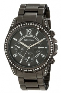 Geneva Moderate Women's AMZ1025 Boyfriend Triple Gunmetal Faux Multi-Function Link Bracelet Watch