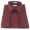 Modena Mens Solid Burgundy French Cuff Dress Shirt