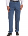 Haggar Men's Work To Weekend Flat Front Expandable Waist Trouser Denim