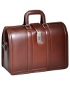 Case in point. This leather briefcase from McKlein carries itself with a refined, business savvy style, boasting three convenient compartments, including a padded middle section to keep your laptop safe and sound. A three-digit combination lock ensures the utmost security wherever you go. One-year warranty.