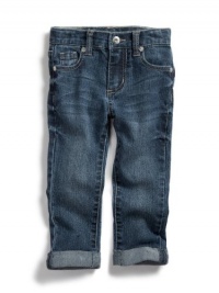GUESS Kids Girls Ankle-Length Jeans with Cuff, MEDIUM STONE (4) GUESS Kids Girls Ankle-Length Jeans with Cuff, MEDIUM STONE (4)