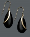 Luxe gold and smooth black elegance. Onyx teardrop earrings (12-22 mm) wrapped in 14k gold ribbons add effortless class. Approximate drop: 1/4 inch.